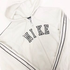Vintage Nike White Zip-Up Fleece Hoodie